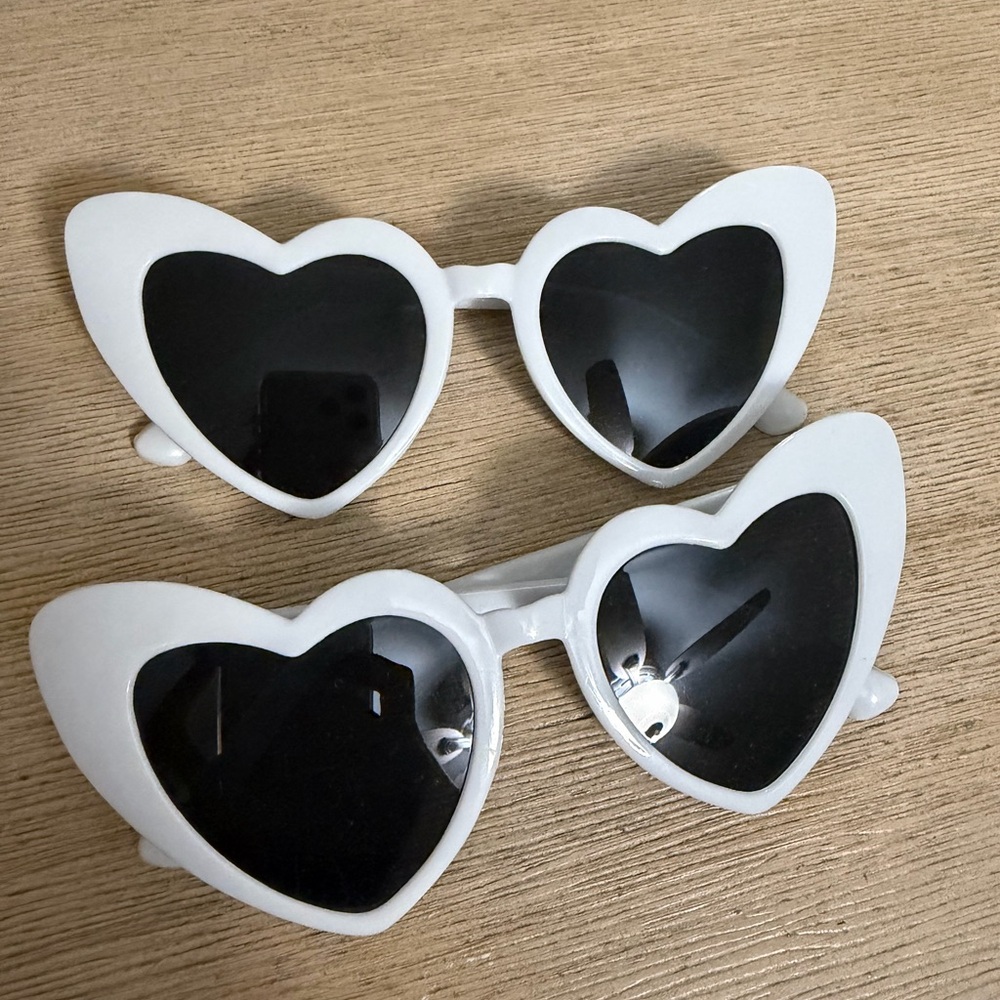 Heart-Shaped White Sunglasses